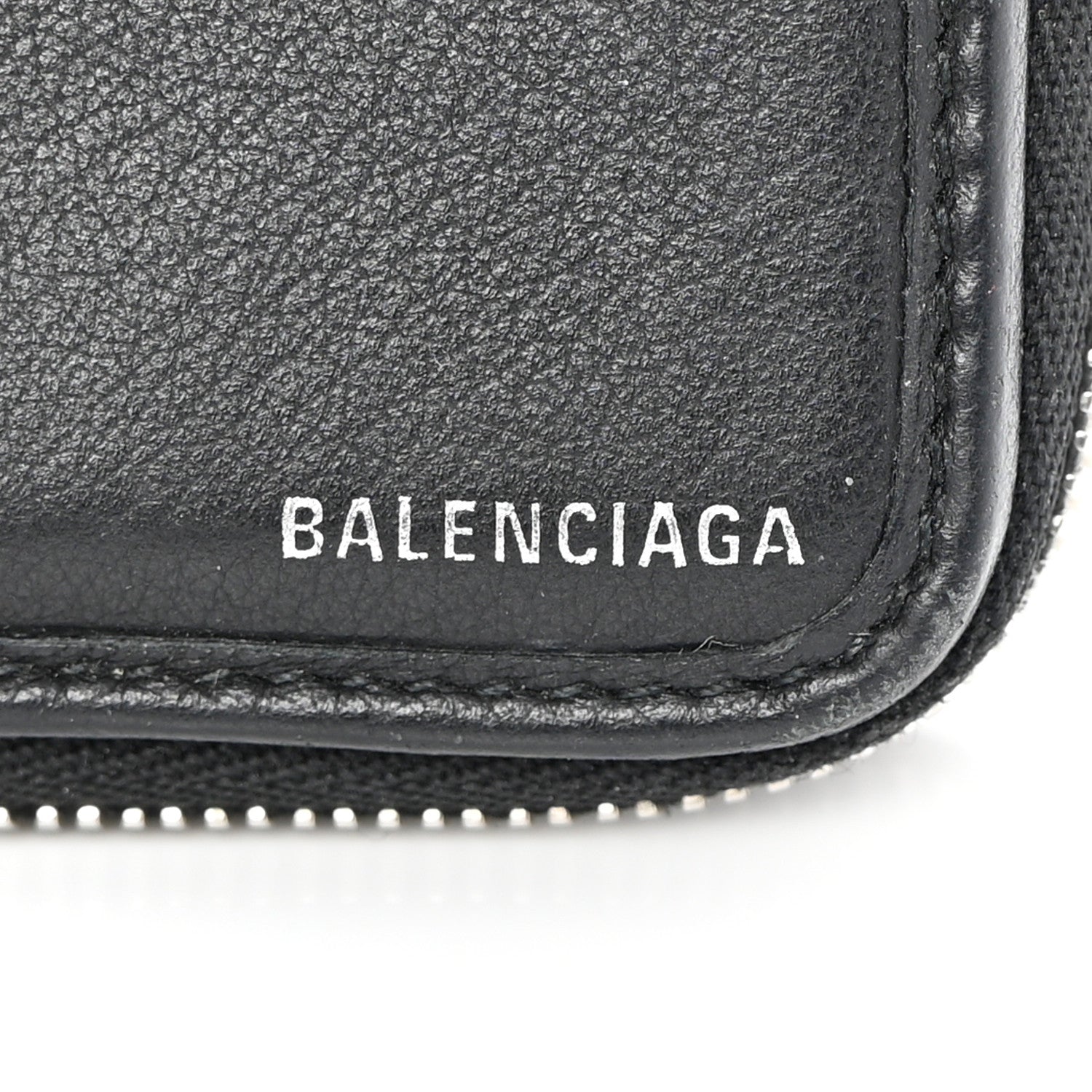 Balenciaga Calfskin Logo Zip Around Card Holder Black 8 of 9