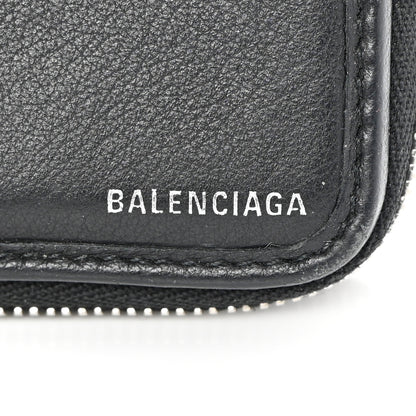 Balenciaga Calfskin Logo Zip Around Card Holder Black 8 of 9