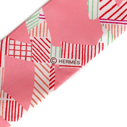 Hermes Silk Cavalcadour Morning Twilly Rose Vert Terracotta 4 of 5