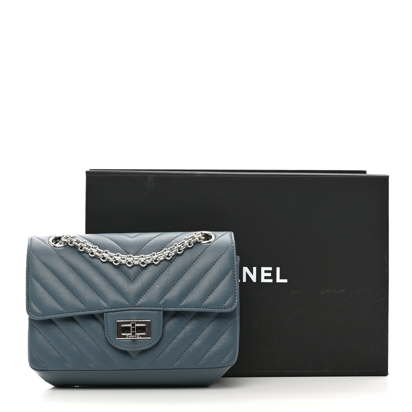 Aged Calfskin Chevron Quilted 2.55 Reissue Mini Flap Blue