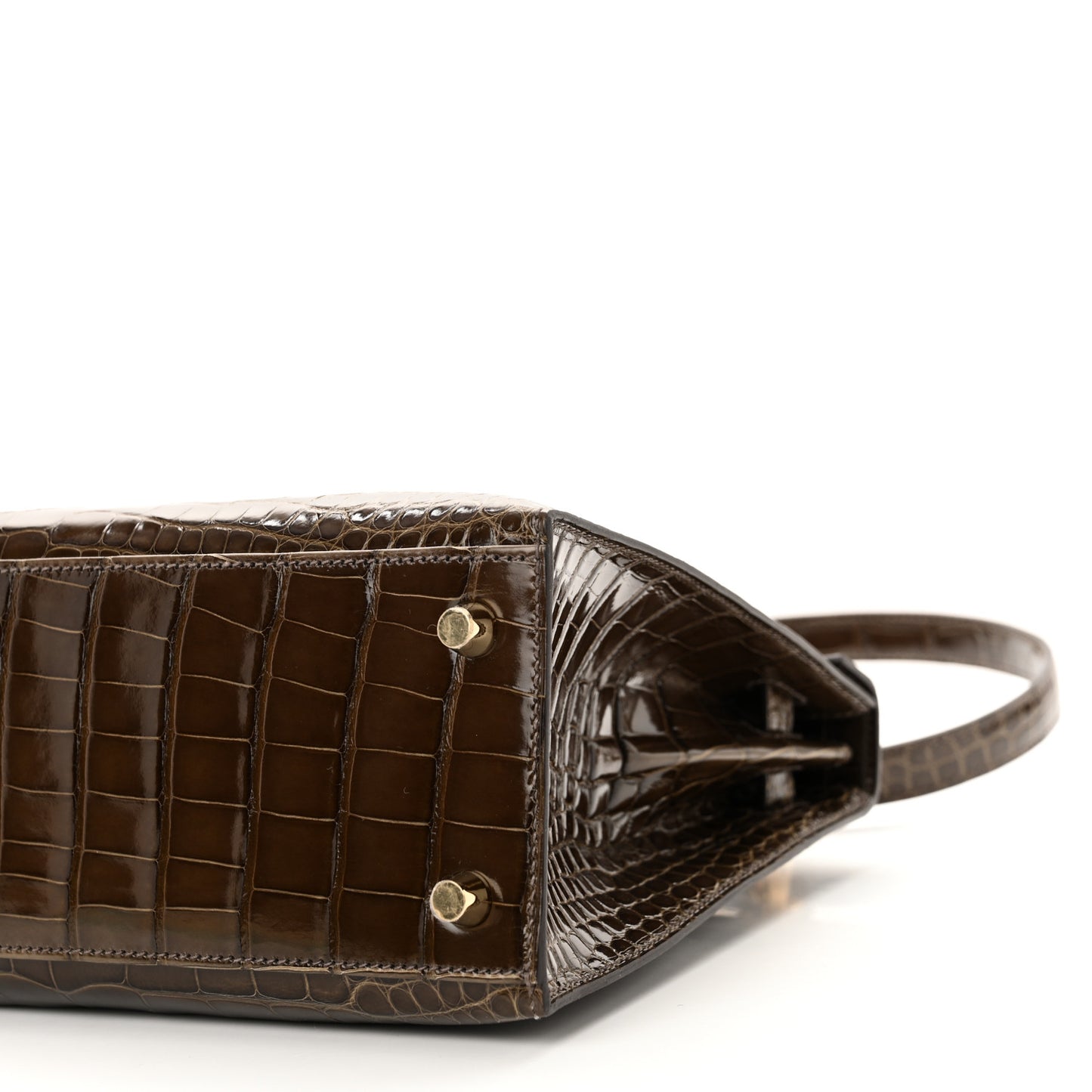 Shiny Alligator Kelly Sellier 25 Gris Elephant