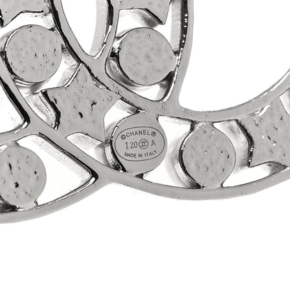 Chanel Pearl Crystal Star CC Brooch Silver 3 of 4