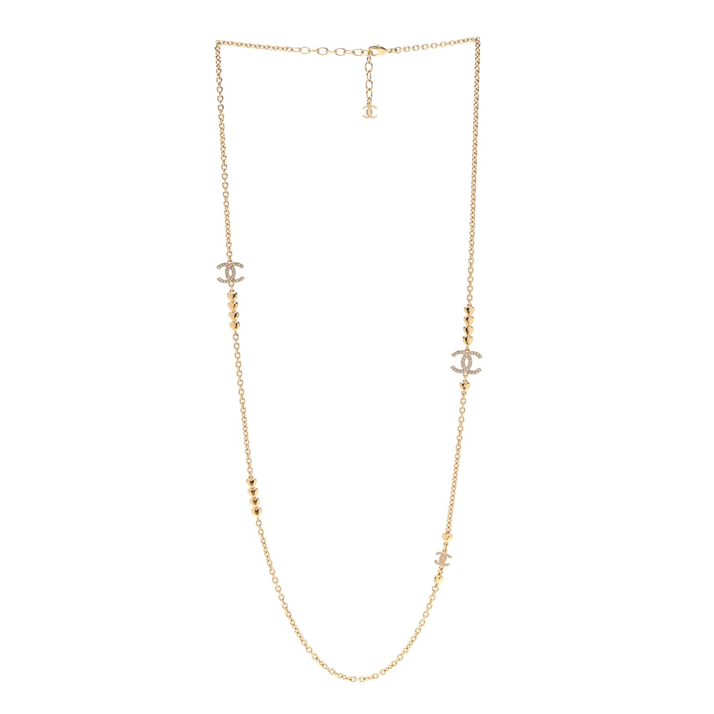 Crystal CC Heart Link Necklace Gold
