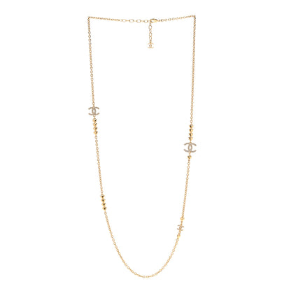 Chanel Crystal CC Heart Link Necklace Gold 3 of 6