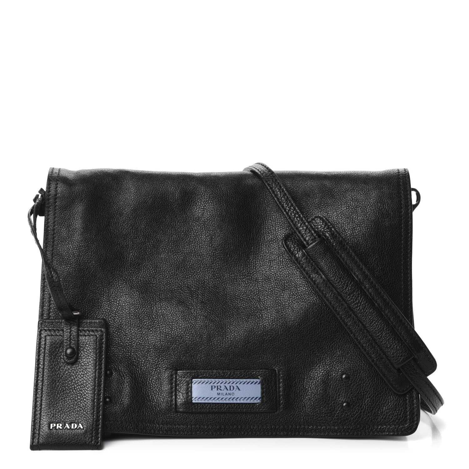 Prada Glace Calf Etiquette Flap Black Astrale 1 of 10