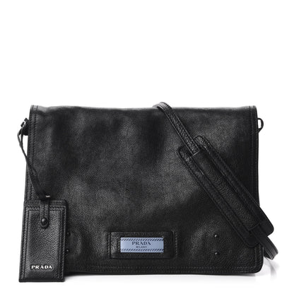 Prada Glace Calf Etiquette Flap Black Astrale 1 of 10
