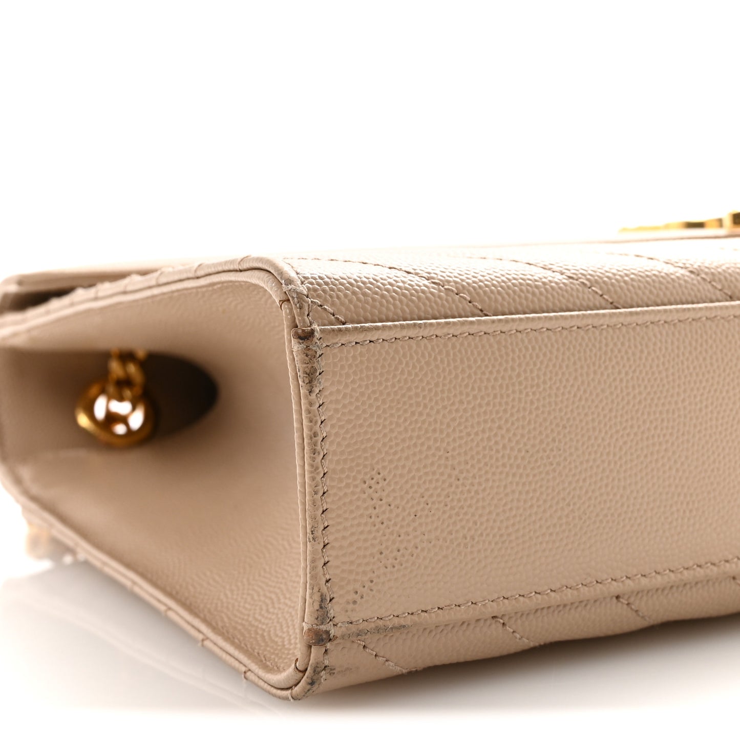 Grain De Poudre Matelasse Chevron Large Monogram Satchel Dark Beige