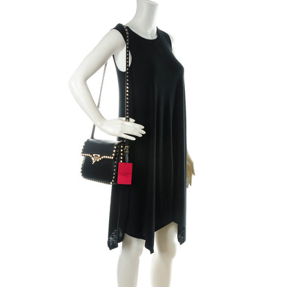 Valentino Garavani Vitello Medium Rockstud Flap Saddle Bag Black 2 of 7