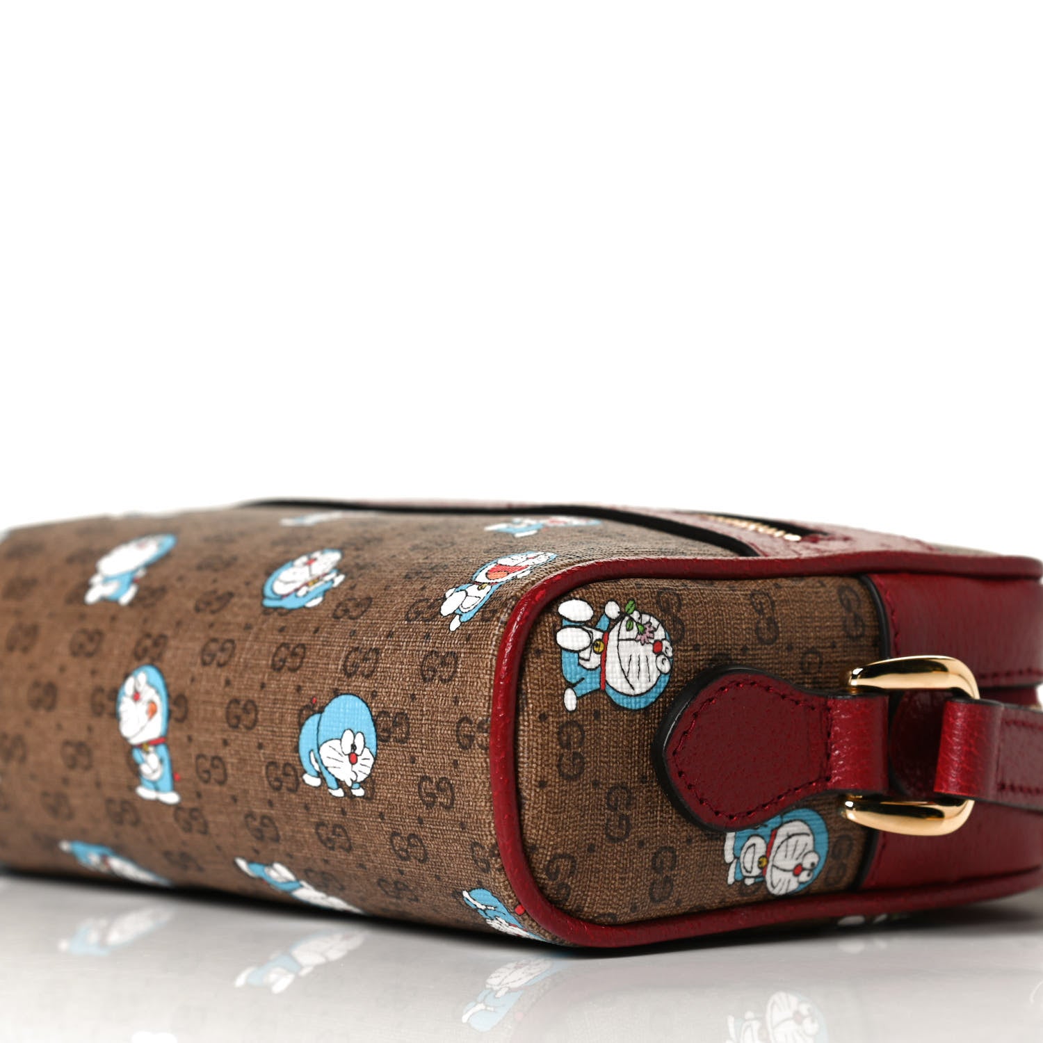 Gucci X DORAEMON Mini Vintage GG Supreme Monogram Camera Bag Beige Cherry Red 10 of 12