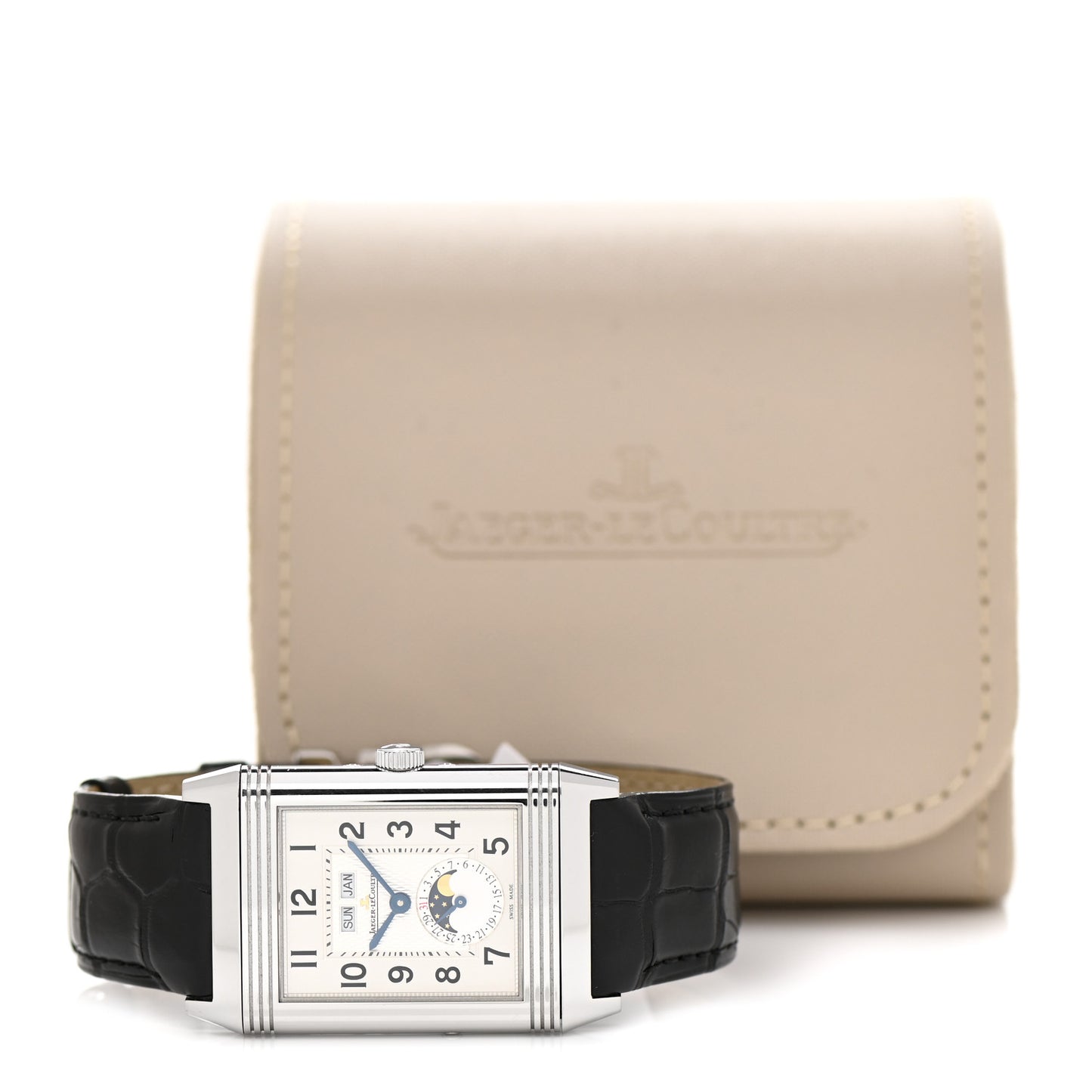 Stainless Steel Alligator 30mm Grande Reverso Calendar Manual Winding Watch Q3758420