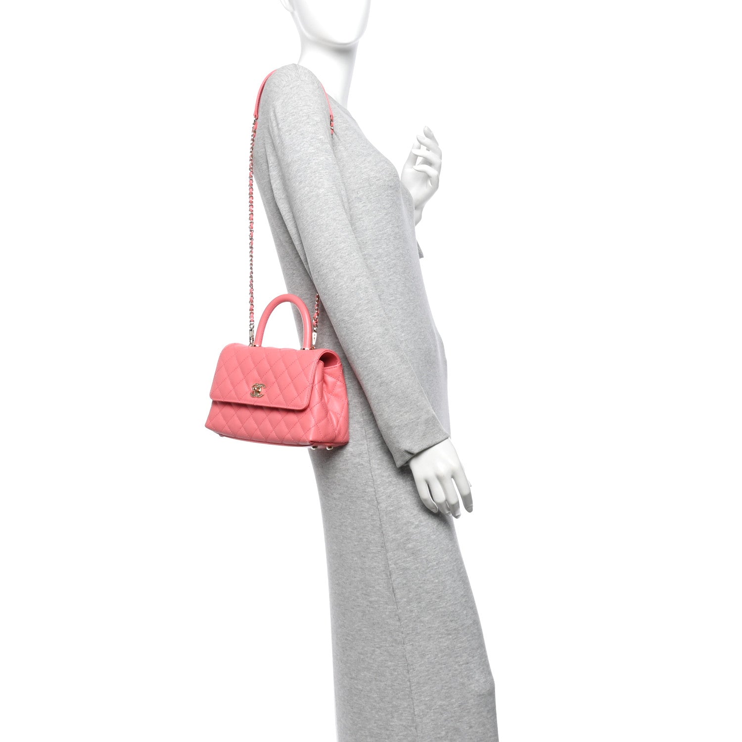 Chanel Caviar Quilted Mini Coco Handle Flap Pink 2 of 13