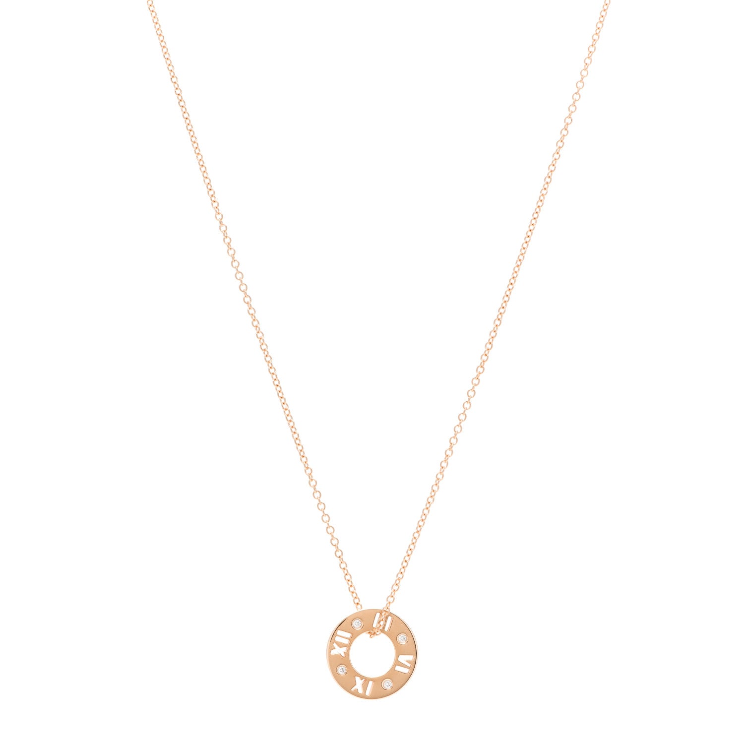Tiffany 18K Rose Gold Diamond Atlas Pierced Pendant Necklace 1 of 5