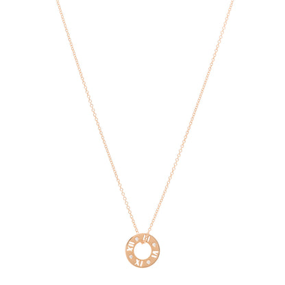 Tiffany 18K Rose Gold Diamond Atlas Pierced Pendant Necklace 1 of 5