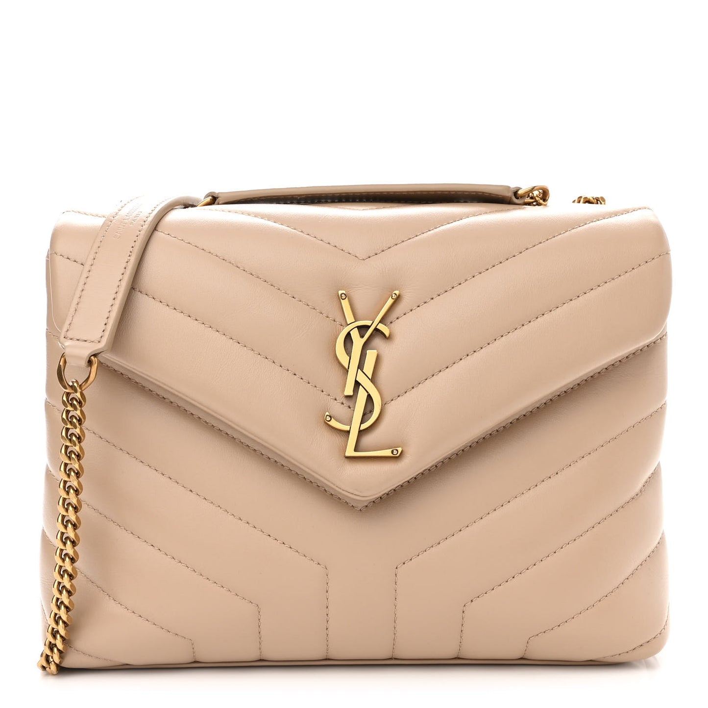 Calfskin Y Quilted Monogram Small Loulou Chain Satchel Dark Beige