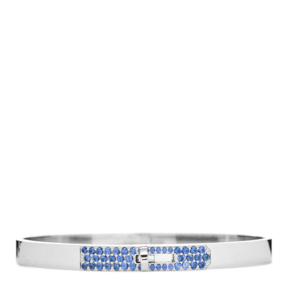 Hermes 18K White Gold Blue Sapphire PM Kelly Bracelet XS 1 of 4
