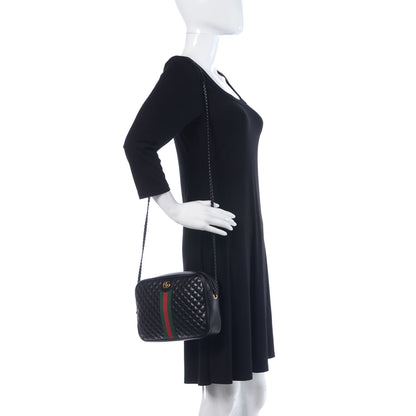 Gucci Calfskin Web Trapuntata Small GG Shoulder Bag Black 2 of 10