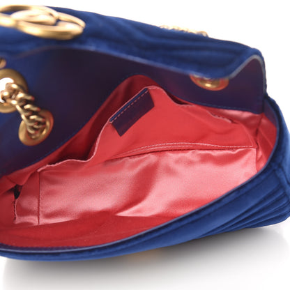 Gucci Velvet Matelasse Mini GG Marmont Shoulder Bag Cobalt Blue 5 of 10