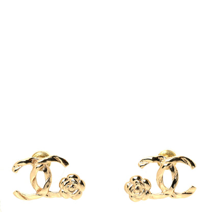 Chanel Metal Camellia CC Earrings Gold 1 of 4