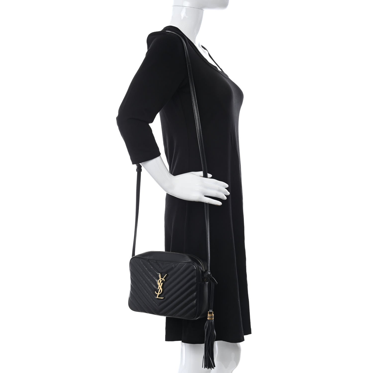 Saint Laurent Calfskin Matelasse Monogram Lou Camera Bag Black 2 of 14