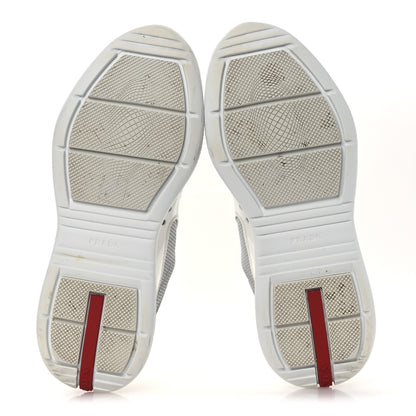 Prada Vernice Soft Mesh Mens America's Cup Biker Sneakers 6.5 White Argento 7 of 11