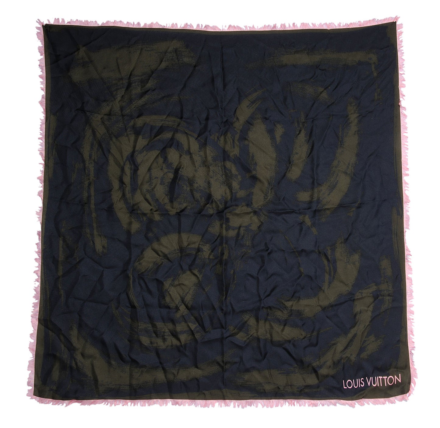 Silk Carre Arty Scarf Green Pink