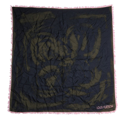 Louis Vuitton Silk Carre Arty Scarf Green Pink 2 of 3
