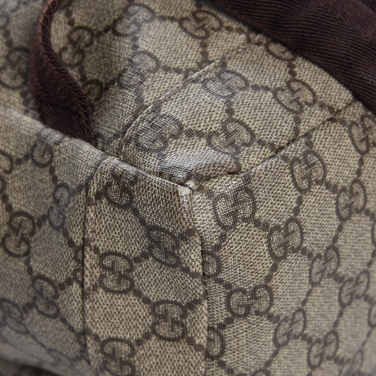 GG Supreme Monogram Medium Single Buckle Rucksack Backpack Beige Ebony Brown