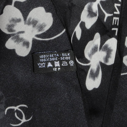 Chanel Silk Muslin CC Clover Stole Black 5 of 5