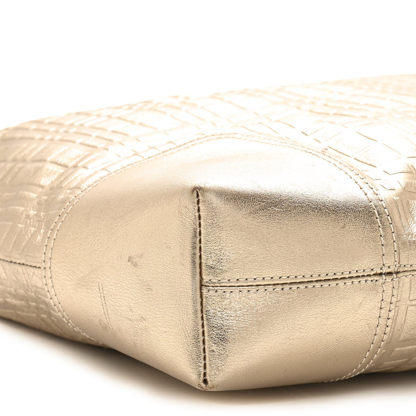 Metallic Calfskin Embossed Hobo Gold