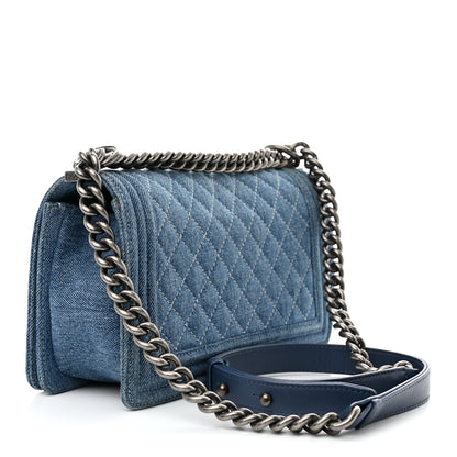 Chanel Denim Quilted Medium Boy Flap Blue 3 of 10