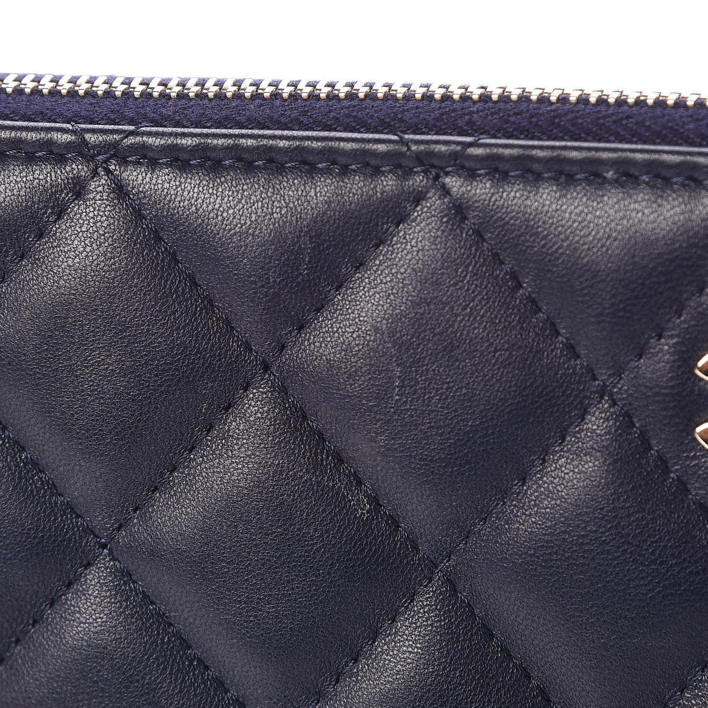 Lambskin Quilted Medium Casino Beauty CC Cosmetic Case Navy