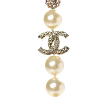 Chanel Pearl Baguette Crystal CC Long Necklace Gold 4 of 6
