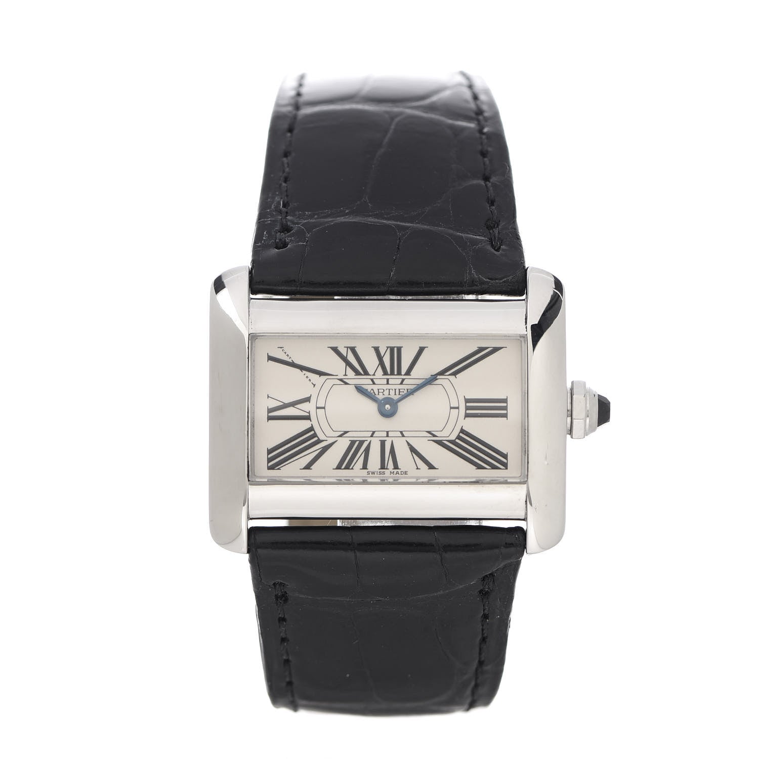 Cartier Stainless Steel Alligator 32mm Tank Divan Quartz Watch 1 of 8