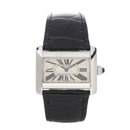 Cartier Stainless Steel Alligator 32mm Tank Divan Quartz Watch 1 of 8