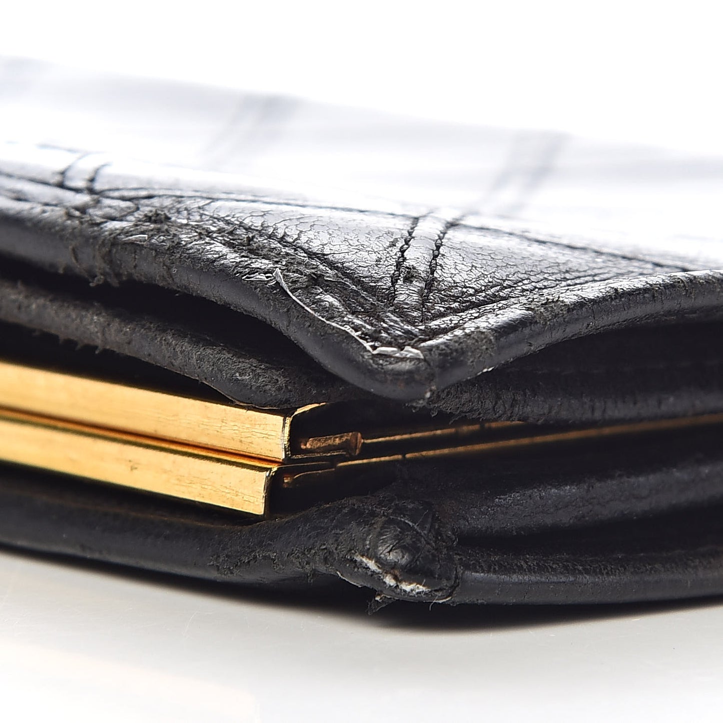 Lambskin Diamond Stitched French Wallet Black