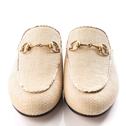 Gucci Straw Elaphe Womens Princetown Slippers 36 Natural Cream Brown 3 of 9