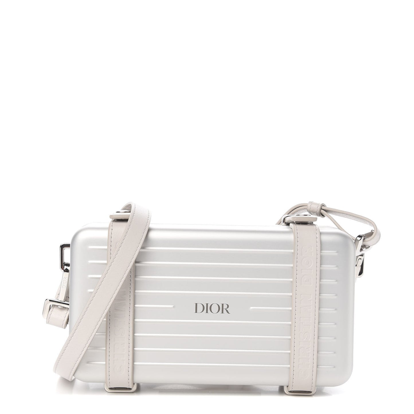 X RIMOWA Aluminum Personal Clutch On Strap Silver
