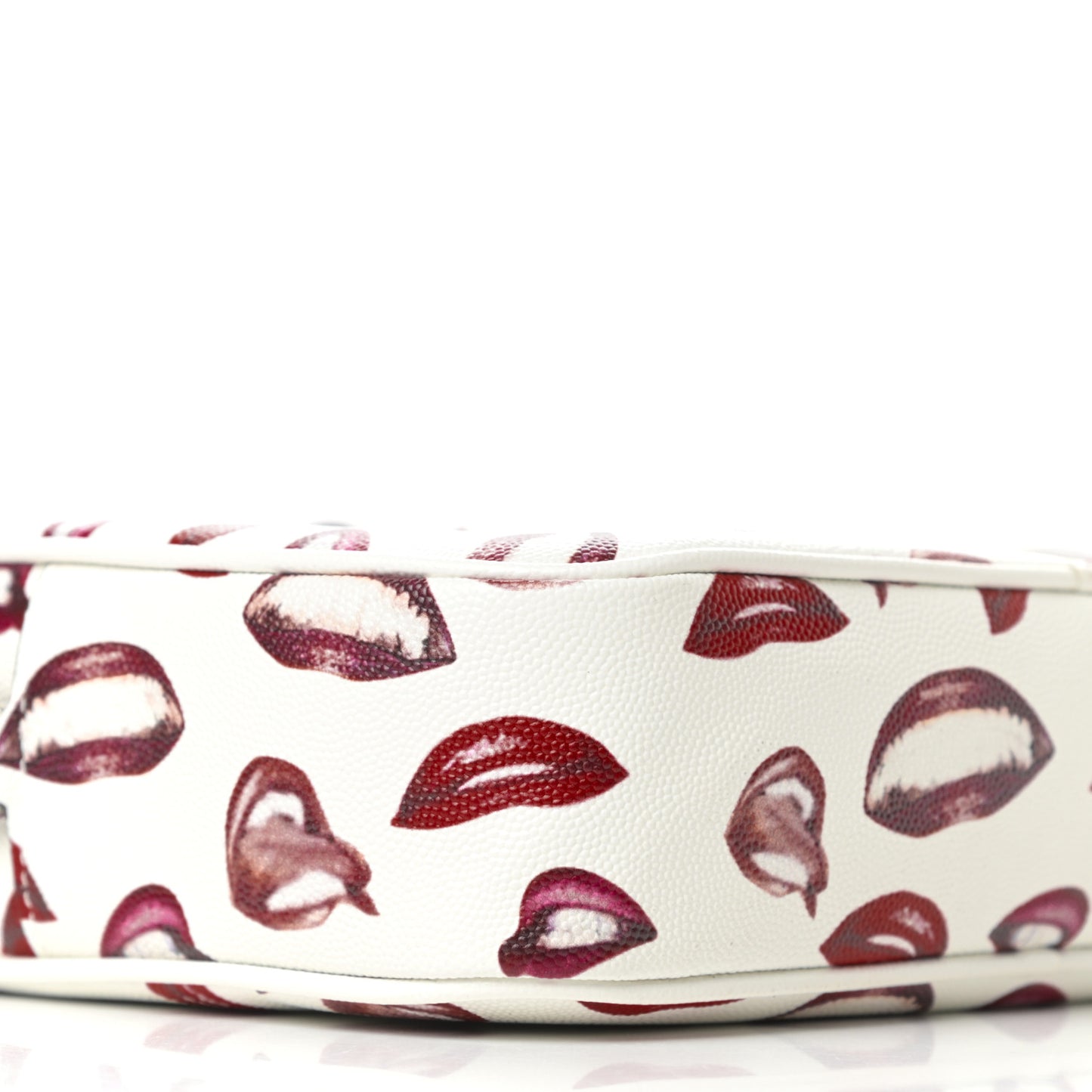 Grain De Poudre Lips Print Medium Classic Monogram Camera Bag White Red