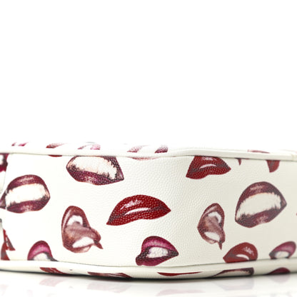 Saint Laurent Grain De Poudre Lips Print Medium Classic Monogram Camera Bag White Red 7 of 9