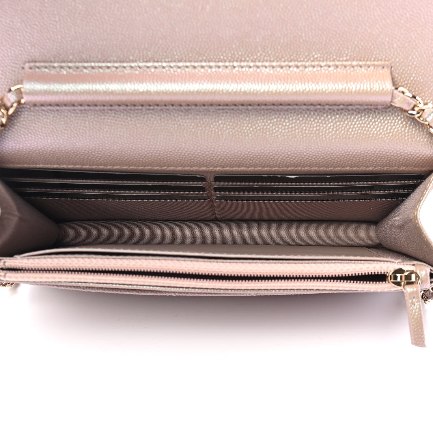Chanel Iridescent Caviar Quilted Wallet On Chain WOC Beige 5 of 9