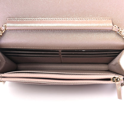 Chanel Iridescent Caviar Quilted Wallet On Chain WOC Beige 5 of 9