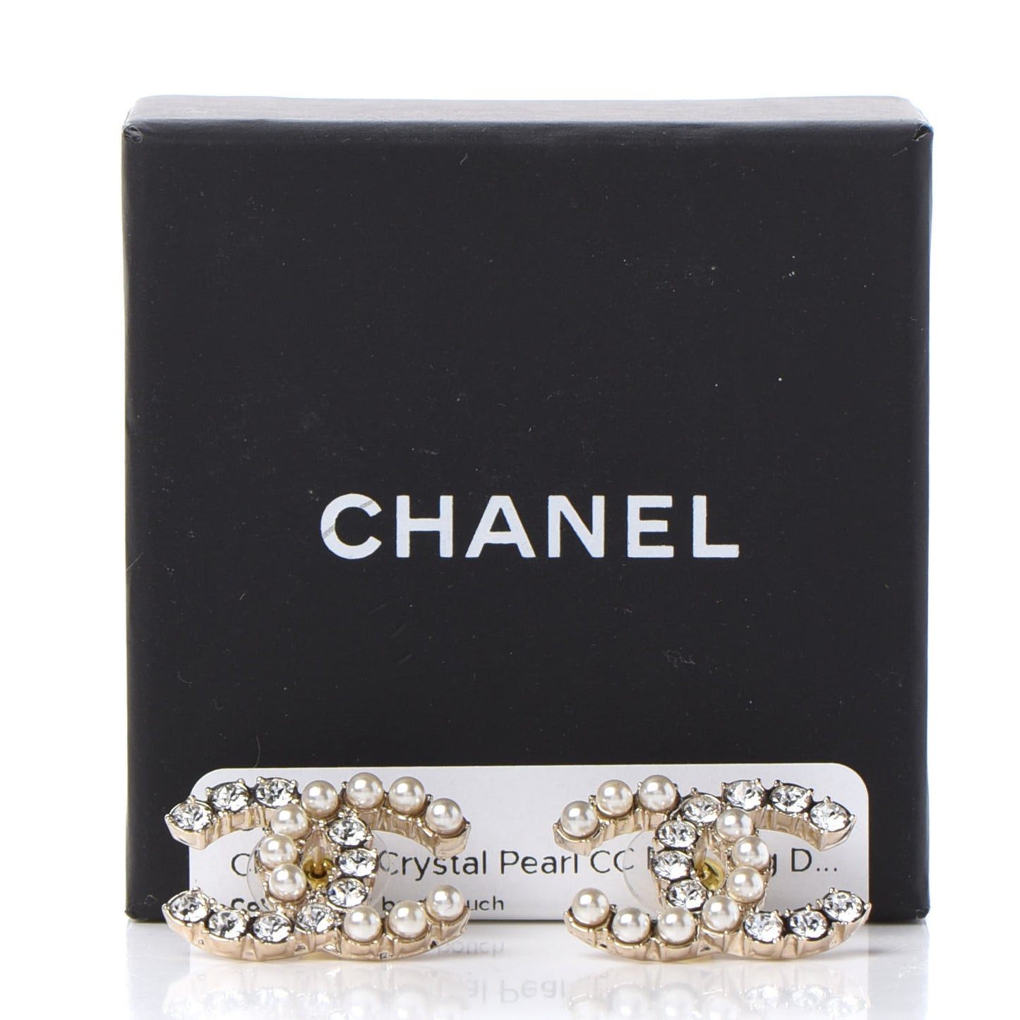 Crystal Pearl CC Dazzling Domino Earrings Gold