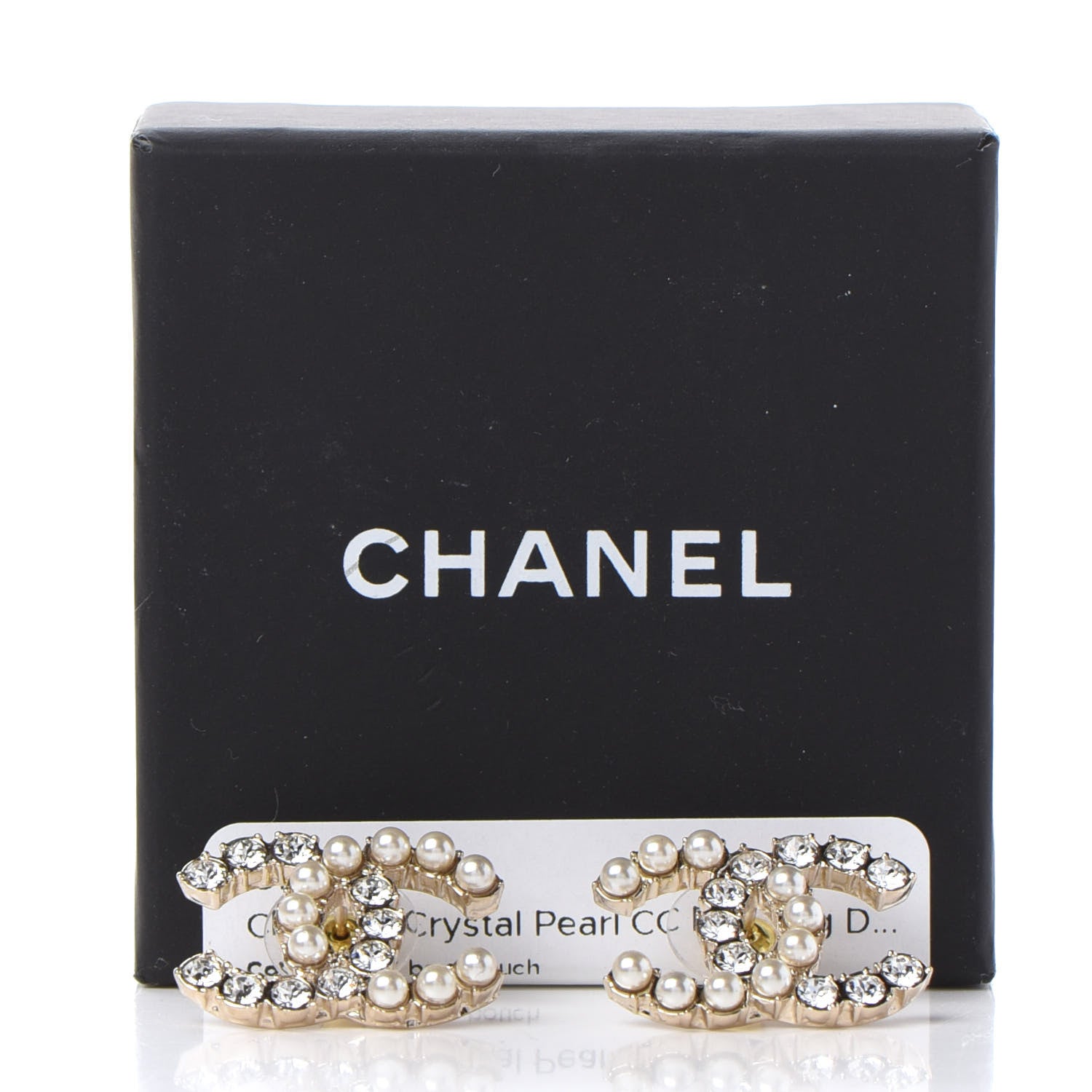 Chanel Crystal Pearl CC Dazzling Domino Earrings Gold 5 of 5