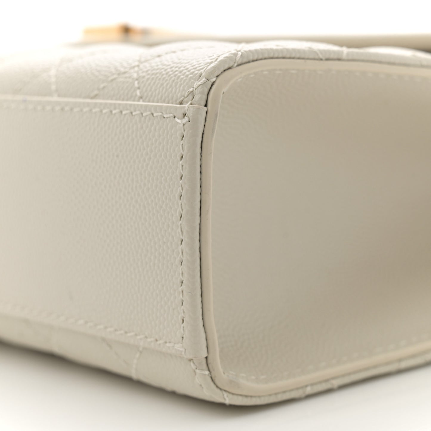 Grain De Poudre Mixed Matelasse Large Triquilt Monogram Satchel Crema Soft