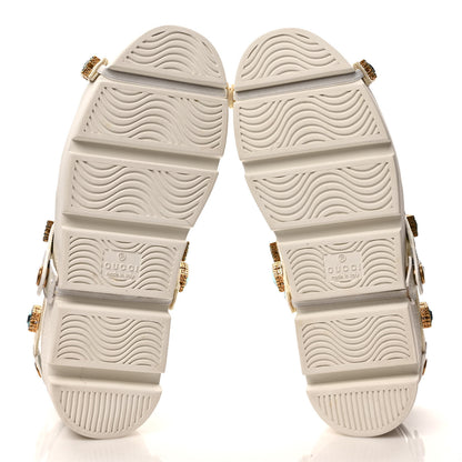 Gucci Calfskin Removable Crystals Bee Embroidered Ace Platform Sneakers 36 White 5 of 9