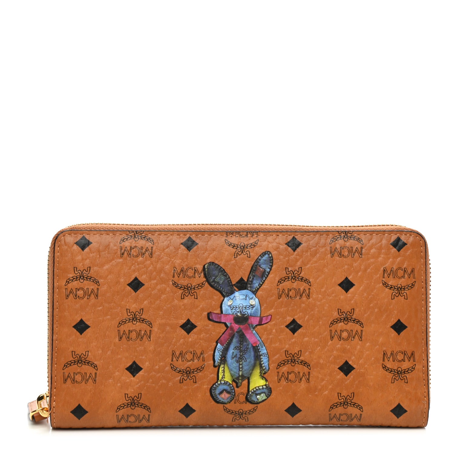 MCM Visetos Rabbit Zip Around Large Wallet Cognac 1 of 7