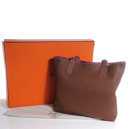 Hermes Taurillon Clemence Double Sens 45 Reversible Tote Marron 5 of 7