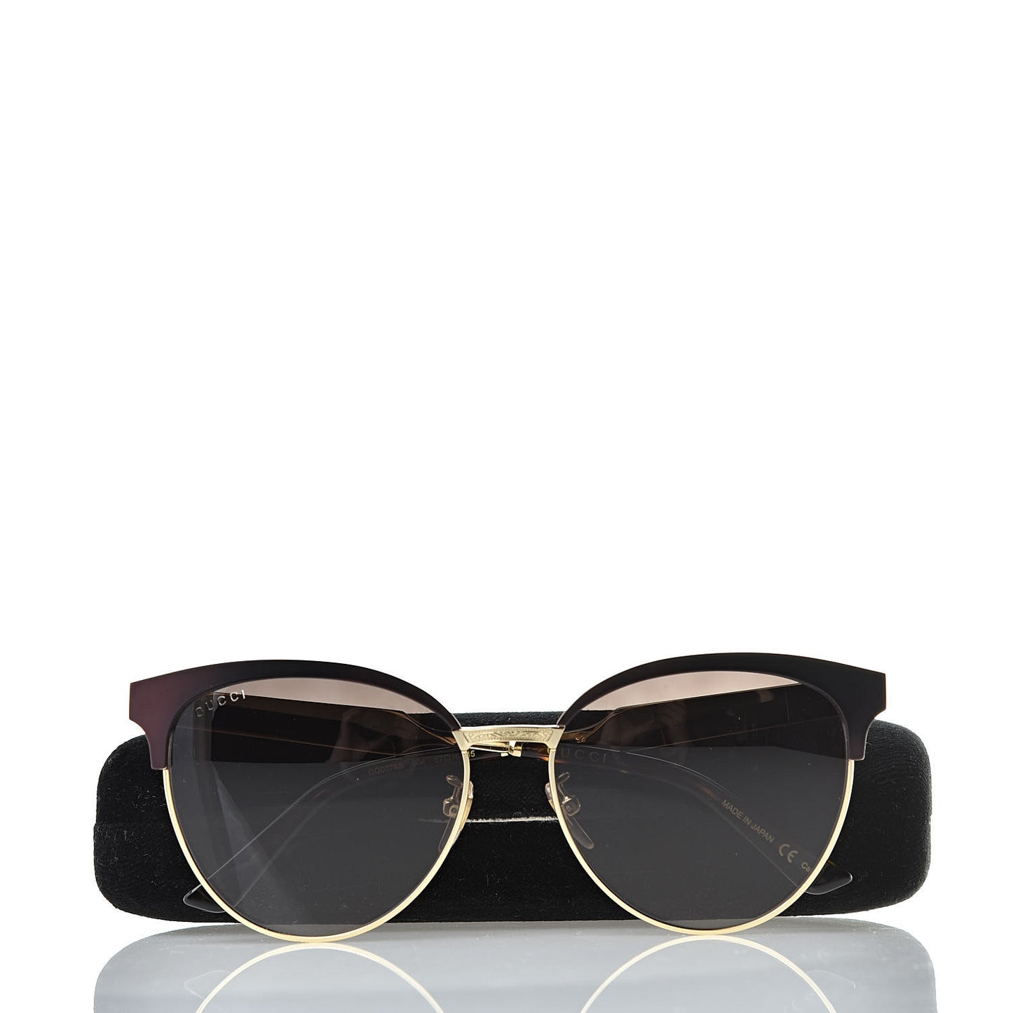 Round Metal GG0074S Sunglasses Black Gold
