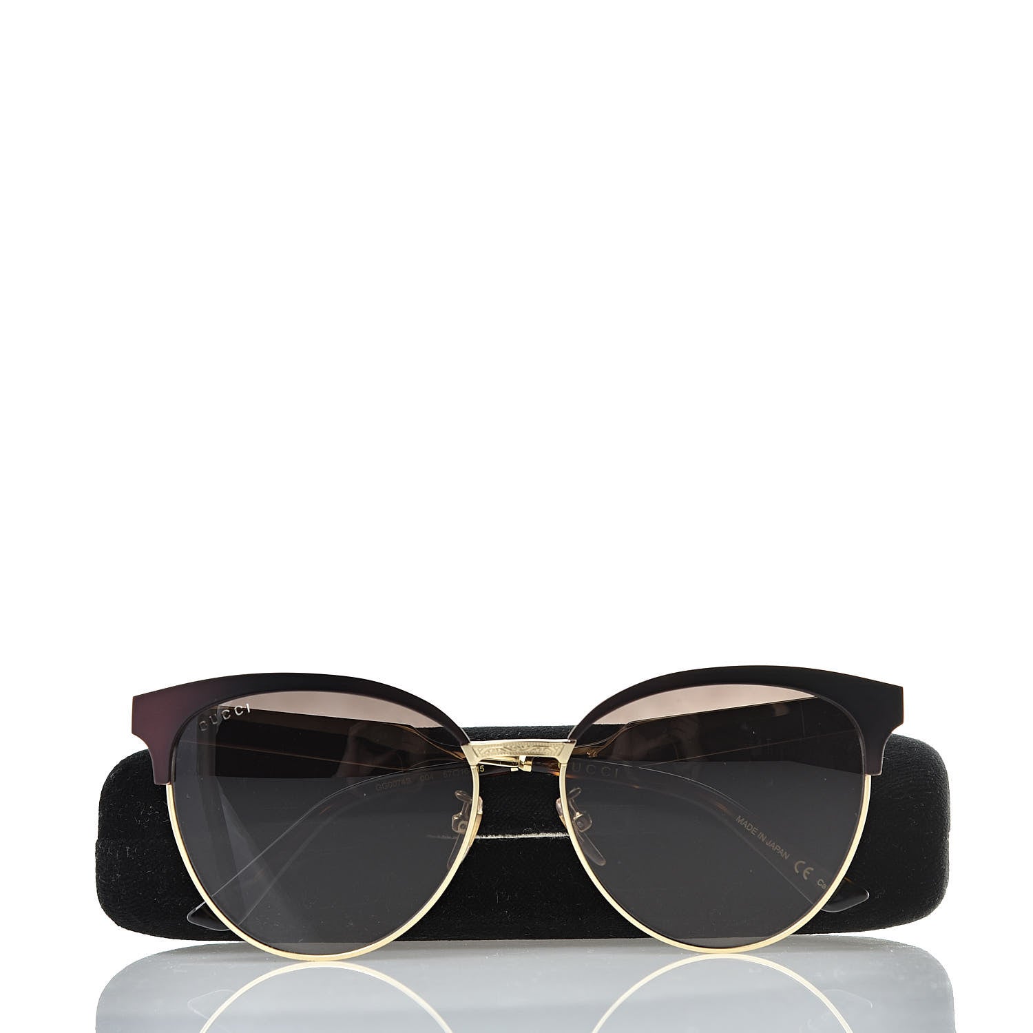 Gucci Round Metal GG0074S Sunglasses Black Gold 8 of 8