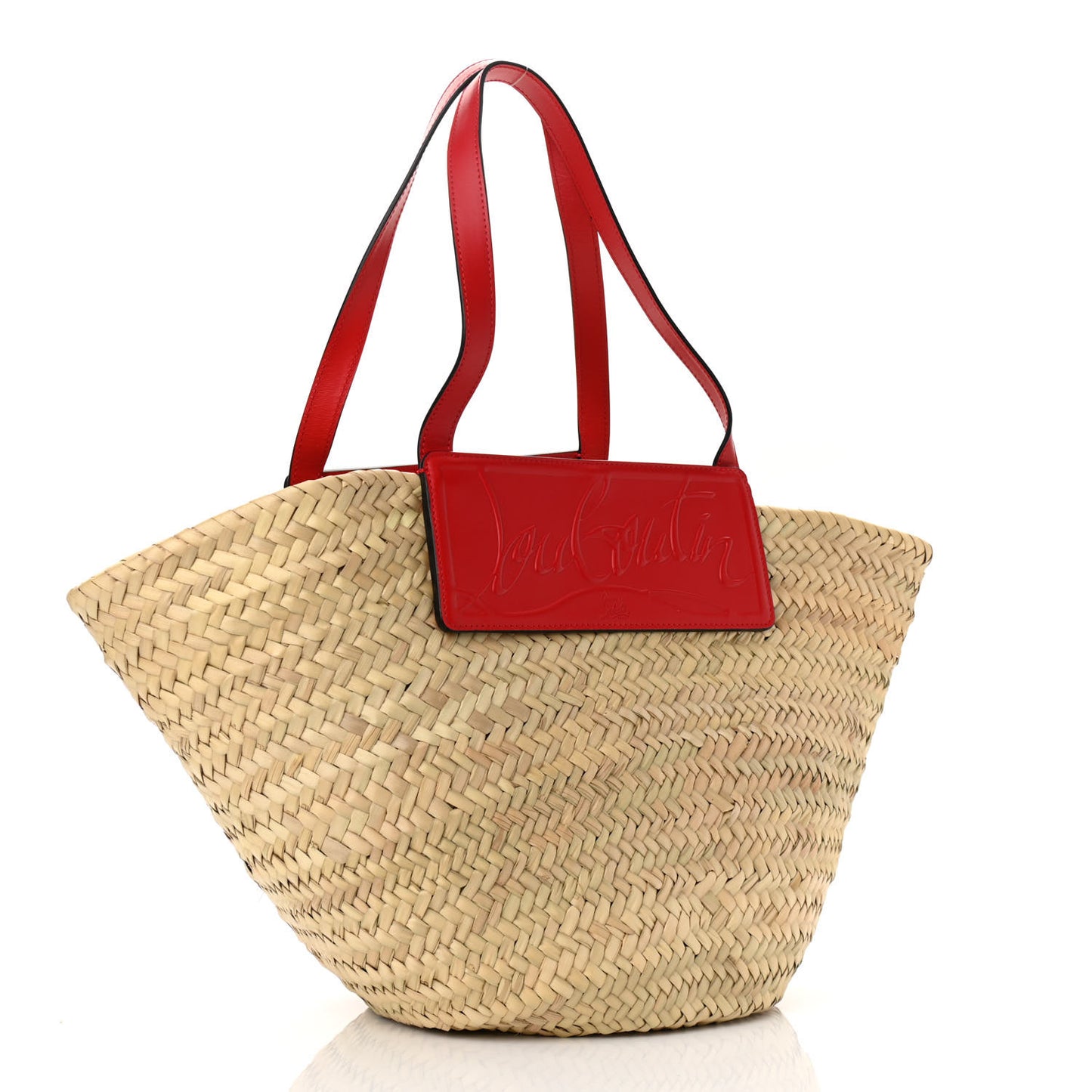 Woven Straw Loubishore Tote Red